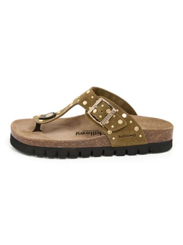 billowy Leren teenslippers kaki