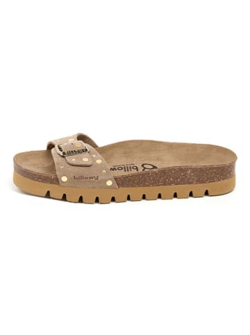 billowy Leren slippers lichtbruin