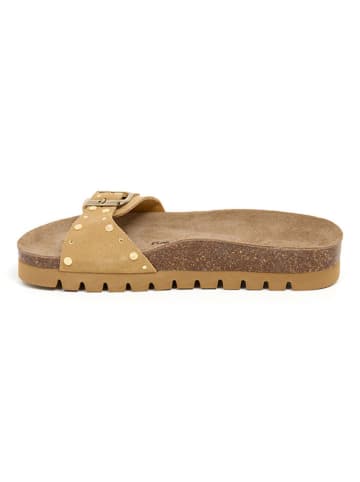 billowy Leren slippers lichtbruin