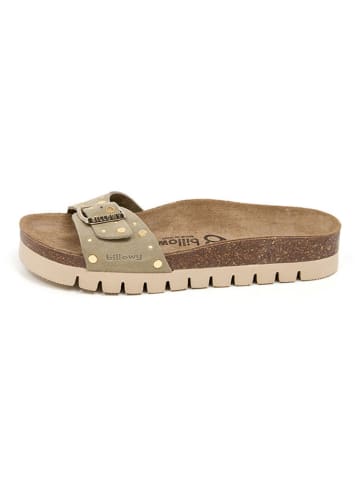 billowy Leren slippers beige