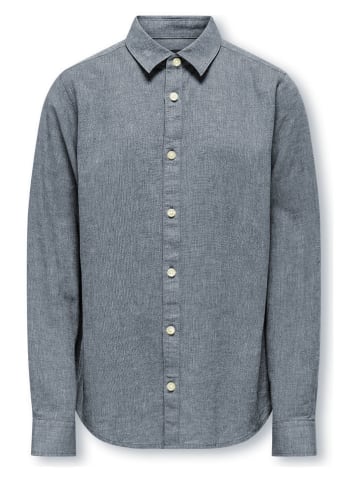 ONLY & SONS Junior Linnen blouse "Aiden" donkerblauw