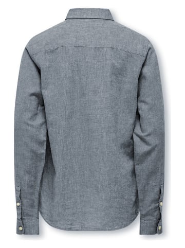 ONLY & SONS Junior Leinen-Hemd "Aiden" in Blaugrau