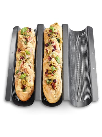Küchenprofi Baguetteblech "Bake One Bake" in Silber - (L)38 x (B)30 cm