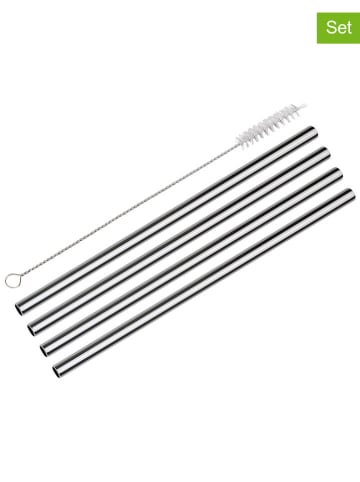 Cilio 4er-Set: Edelstahl-Trinkhalme "Steel Grande" - (L)23 cm