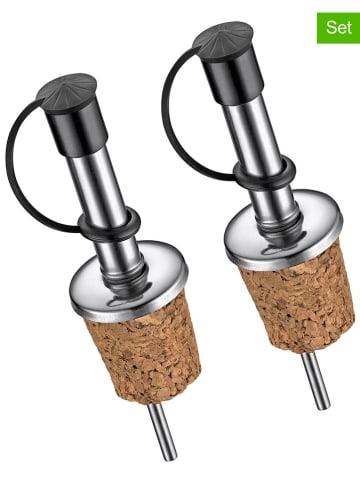 Cilio 2er-Set: Ausgießer "Mezzo Natura" in Silber/ Hellbraun - (L)9,6 cm
