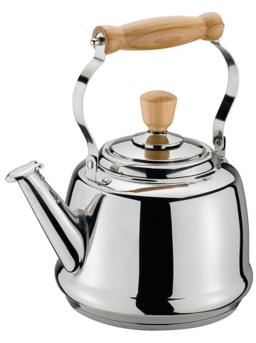 Cilio Wasserkocher "Tradition" in Silber/ Hellbraun - 1,7 l
