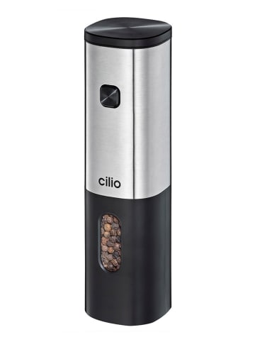 Cilio 2tlg. Set: Salz- & Pfeffermühle "Tivoli" in Silber/ Schwarz - (H)18 cm