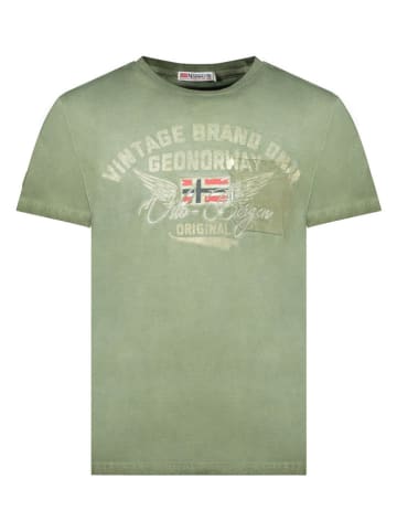Geographical Norway Koszulka "Jross" w kolorze zielonym
