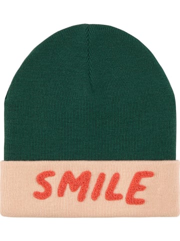 Lässig Woll-Beanie in Grün/ Orange