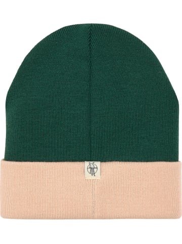 Lässig Wollbeanie in Grün/ Orange