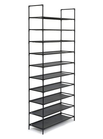 Lifa Living Schuhregal in Schwarz - (L)28 cm - (B)73 cm - (H)178 cm