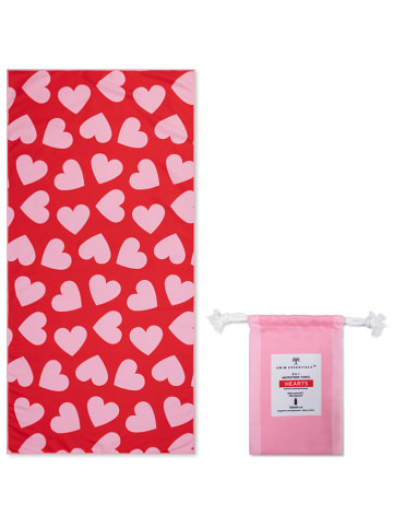 Swim Essentials Strandlaken "Hearts" rood/lichtroze - (L)135 x (B)65 cm