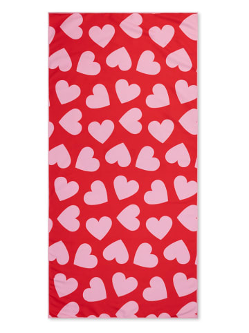 Swim Essentials Ręcznik plażowy "Hearts" w kolorze czerwono-jasnoróżowym - 135 x 65 cm