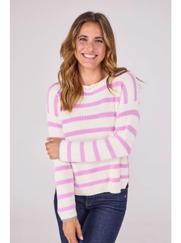 LIEBLINGSSTÜCK Sweter "Annika" w kolorze biało-jasnoróżowym