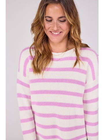 LIEBLINGSSTÜCK Sweter "Annika" w kolorze biało-jasnoróżowym