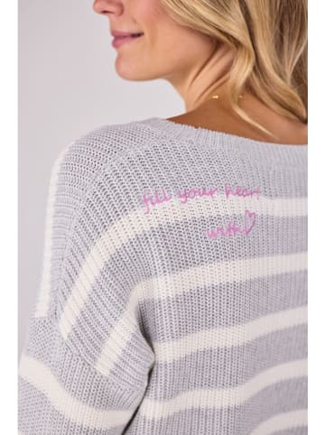 LIEBLINGSSTÜCK Pullover "Annika" in Hellgrau/ Weiß