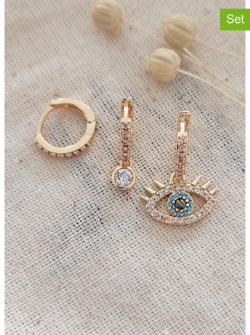 atelier MIU 3-delige set: creolen met edelstenen