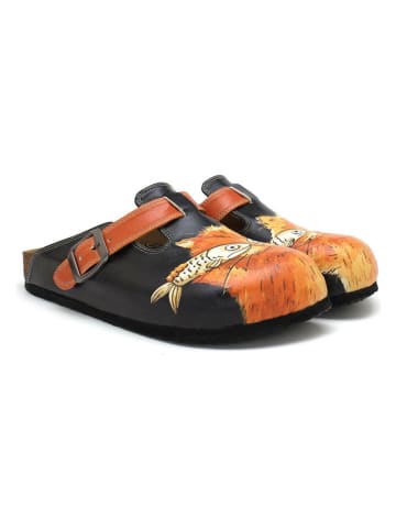 Calceo Clogs in Orange/ Schwarz