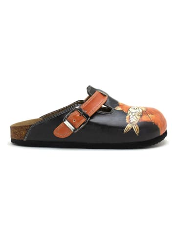 Calceo Clogs in Orange/ Schwarz