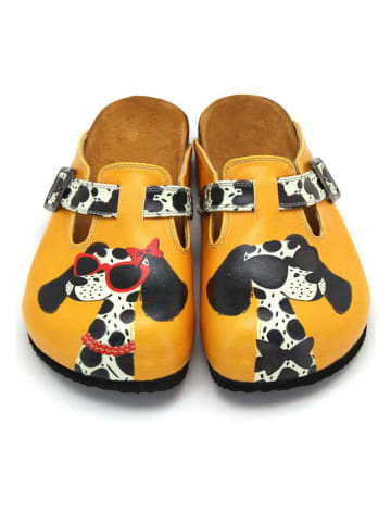 Calceo Clogs in Orange/ Schwarz/ Weiß