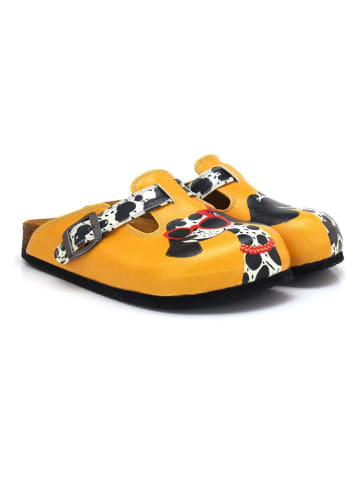 Calceo Clogs oranje/zwart/wit