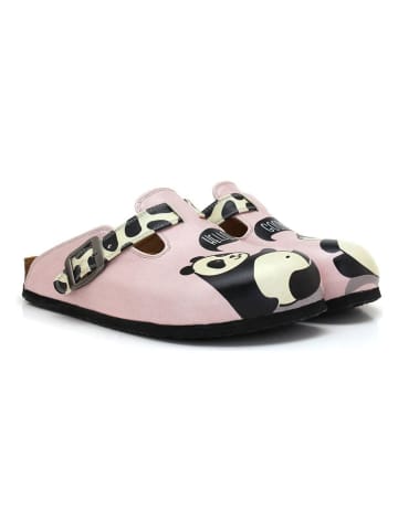 Calceo Clogs in Rosa/ Schwarz/ Weiß