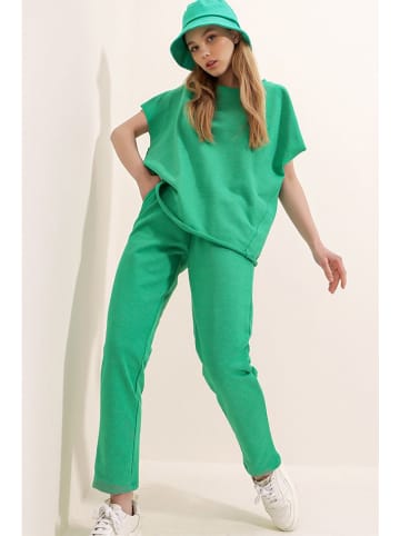 Trend Alaçatı Stili 2tlg. Outfit in Grün
