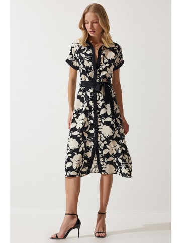 Happiness Istanbul Kleid in Schwarz/ Creme