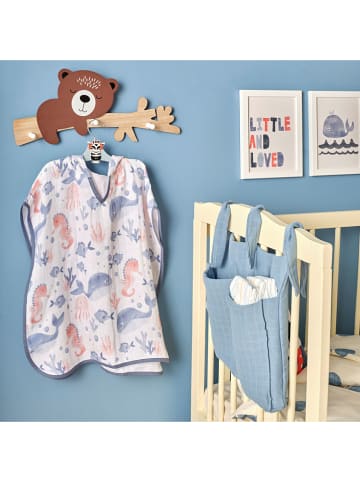 BELLA MAISON Musselin-Kapuzenbadetuch in Blau/ Rot - (L)60 x (B)60 cm