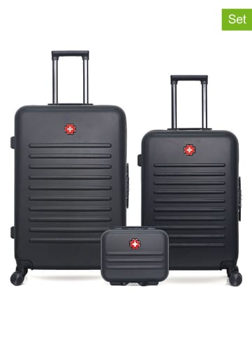 SWISS KOPPER 3tlg. Hardcase-Trolleyset "Wil" in Schwarz