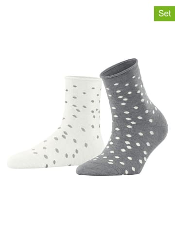 ESPRIT 2er-Set: Socken ''Irregular'' in Grau/ Weiß