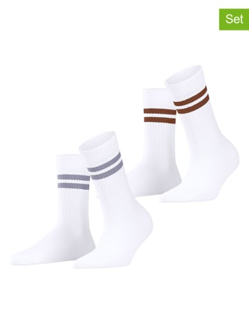 ESPRIT 2er-Set: Socken ''Tennis'' in Weiß/ Grau/ Braun