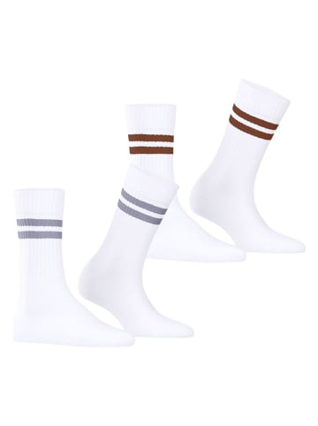 ESPRIT 2er-Set: Socken ''Tennis'' in Weiß/ Grau/ Braun
