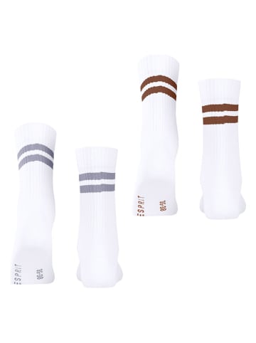 ESPRIT 2er-Set: Socken ''Tennis'' in Weiß/ Grau/ Braun