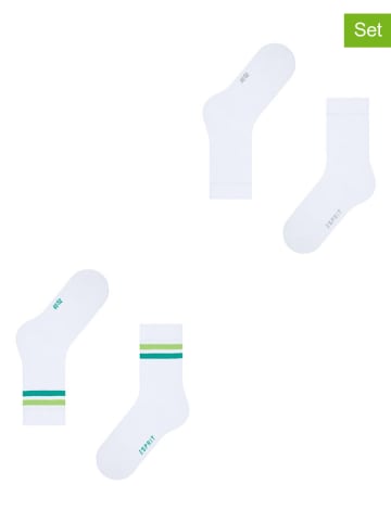 ESPRIT 2er-Set: Socken ''Tennis'' in Weiß/ Grün