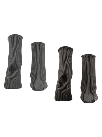 ESPRIT Skarpety (2 pary) "Vertical Stripe" w kolorze czarno-beżowo-szarym