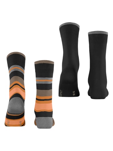 ESPRIT 2er-Set: Socken ''Retro Stripe'' in Schwarz/ Orange