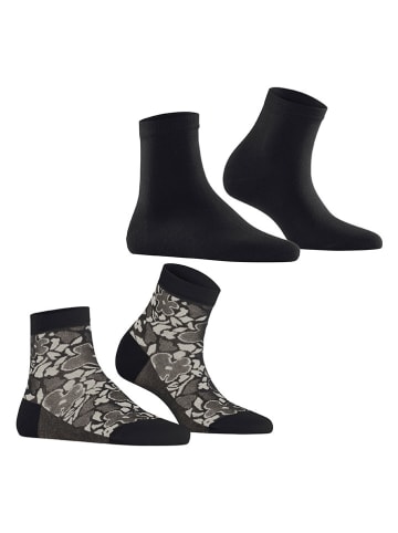 ESPRIT 2-delige set: sokken "Geranium" zwart/grijs