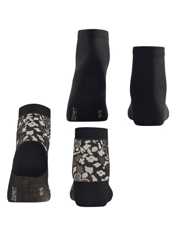 ESPRIT 2-delige set: sokken "Geranium" zwart/grijs