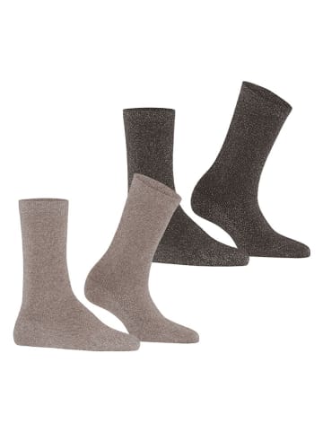 ESPRIT 2-delige set: sokken "Shimmer" beige/bruin