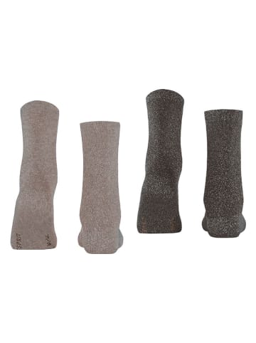 ESPRIT 2er-Set: Socken ''Shimmer'' in Beige/ Braun