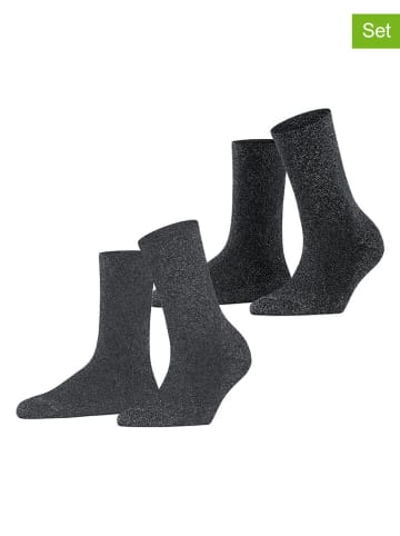 ESPRIT 2er-Set: Socken ''Shimmer'' in Grau/ Schwarz