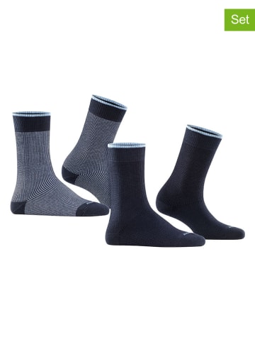 ESPRIT 2-delige set: sokken "Piqué" donkerblauw/lichtblauw