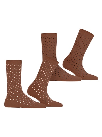 ESPRIT 2-delige set: sokken ''Fine Dot'' in Hellbrau/zwart/wit
