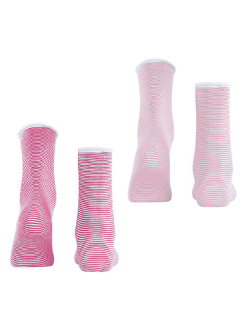 ESPRIT 2er-Set: Socken ''Allover'' in Weiß/ Pink/ Rosa