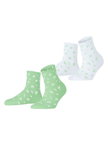 ESPRIT 2er-Set: Socken ''Twig'' in Hellgrün/ Weiß