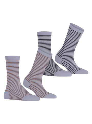 ESPRIT 2er-Set: Socken ''Fine Line'' in Hellblau/ Hellbraun/ Anthrazit