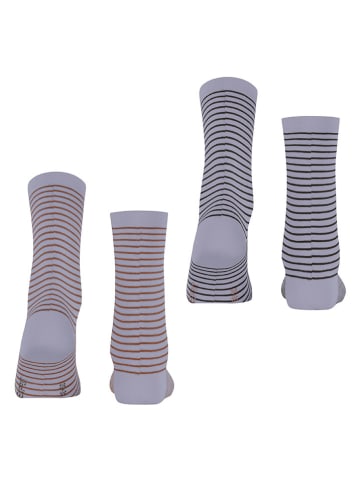 ESPRIT 2er-Set: Socken ''Fine Line'' in Hellblau/ Hellbraun/ Anthrazit