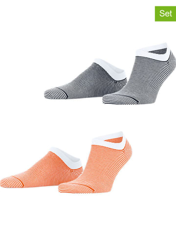 ESPRIT 2er-Set: Socken ''Allover'' in Orange/ Weiß/ Dunkelblau