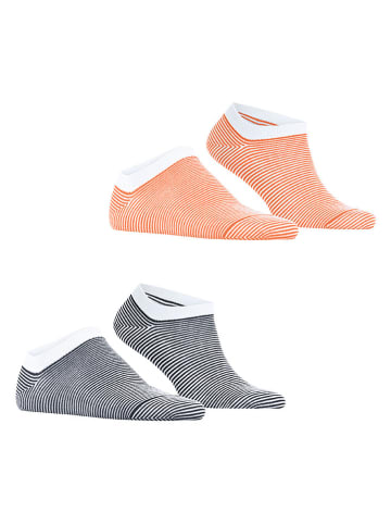 ESPRIT 2er-Set: Socken ''Allover'' in Orange/ Weiß/ Dunkelblau